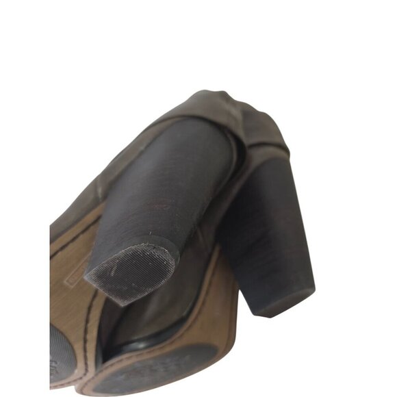 Vince Camuto Leather FoldOver Ankle Boot Women Sz 9 Taupe Brn 4" Block Heel Shoe - Picture 9 of 10